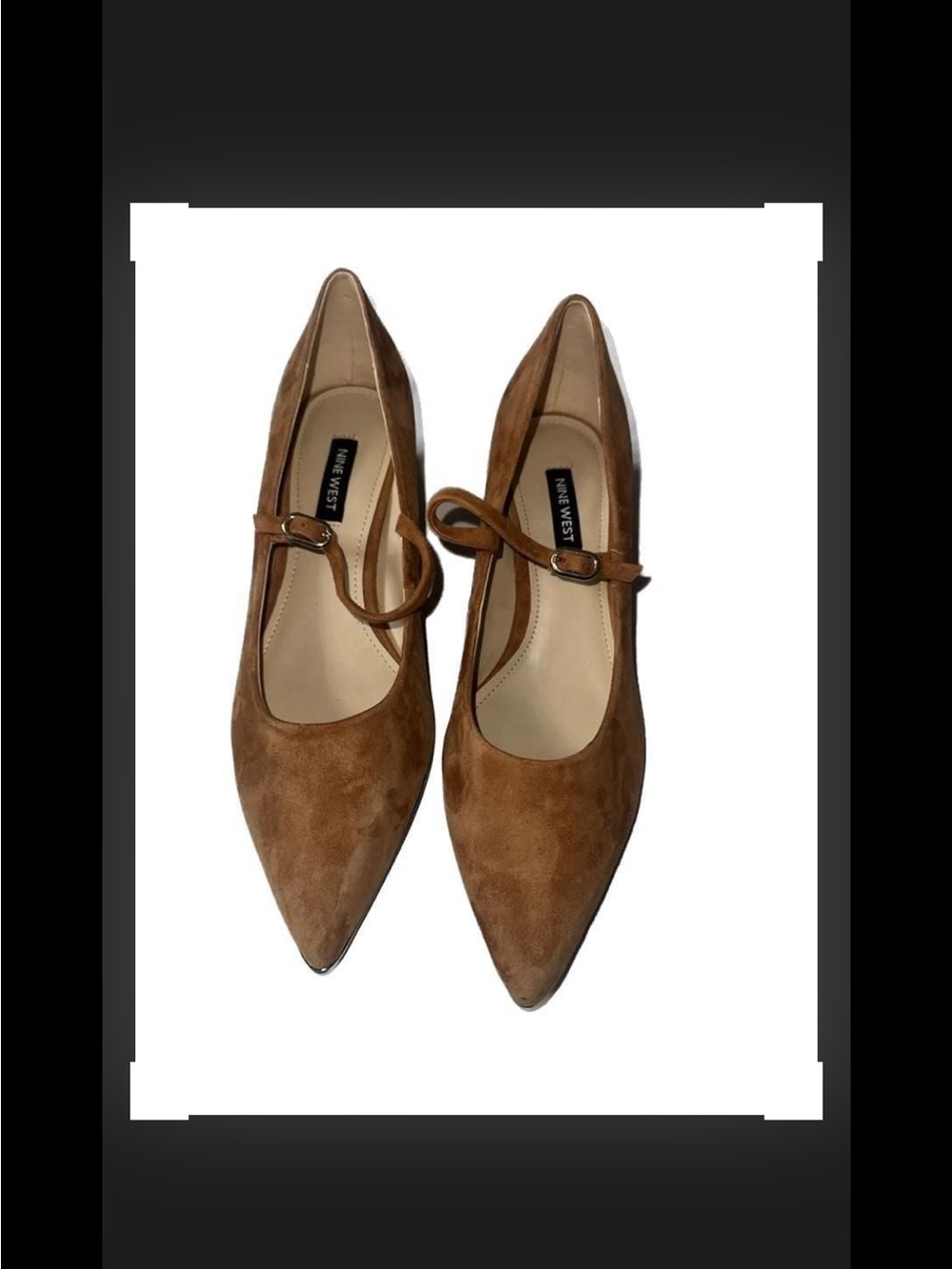 Nine West Brown Suede Pointed-Toe Mary Jane Heels